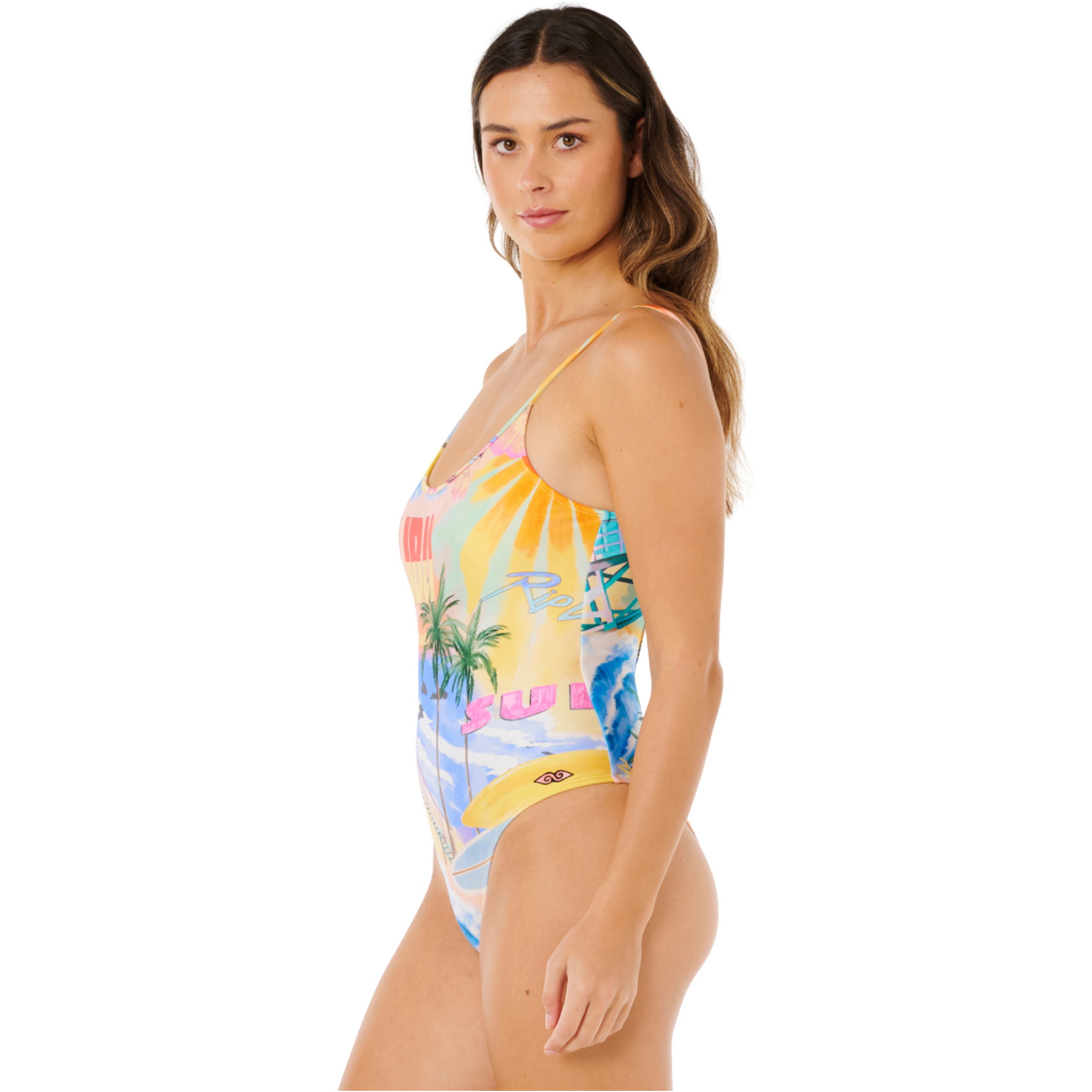 2026 Rip Curl Da Donna Hotel Malibu Cheeky One Piece Swimsuit 0WHWSW - Multi